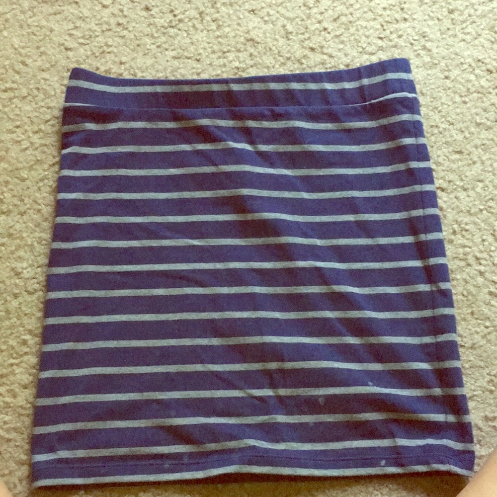 Blue and Grey Striped Mini Skirt:Forever 21